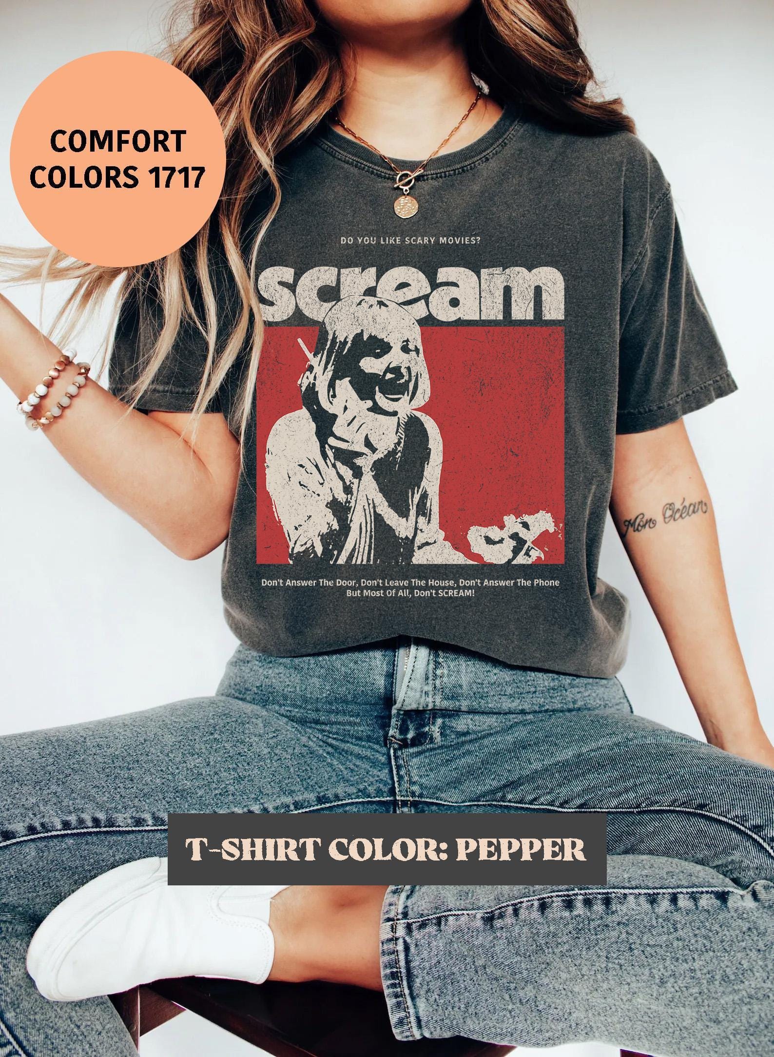 Comfort Colors Scream Horror Halloween Graphic Tee. Retro 90 s Cult Movie Shirt M