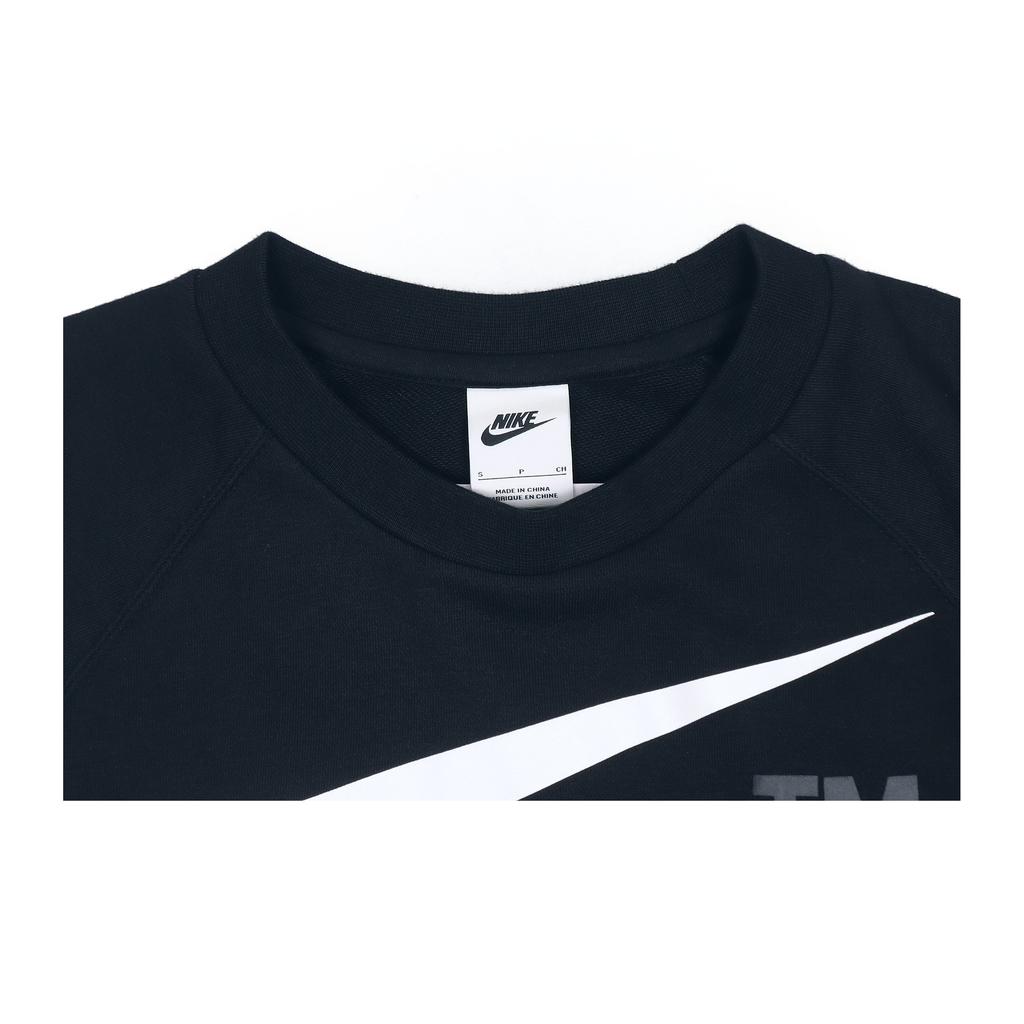 Nike Swoosh Logo Print Knit Crew Neck Sweater Men Sweatshirt Black DD6097-010