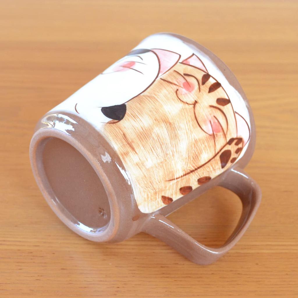 Birthday present mug coffee cup Arita ware Hasami ware Three cats friendly cats blue
