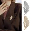 Feather Design Brooch Pin for Women, Rhinestones Inlaid Brooch Pin for Dress, Coat, Shawl, Versatile Accessory for Mother, Wedding