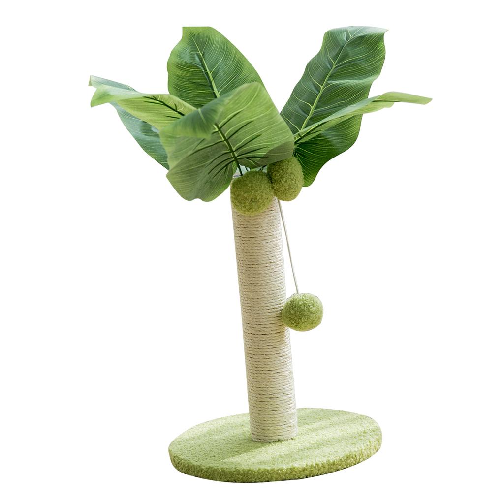 Cat Scratching Post 12.6in High 9.8in Base Hanging Balls Green Leaves Sisal Hemp Cat Scratcher for House Bedroom Indoor