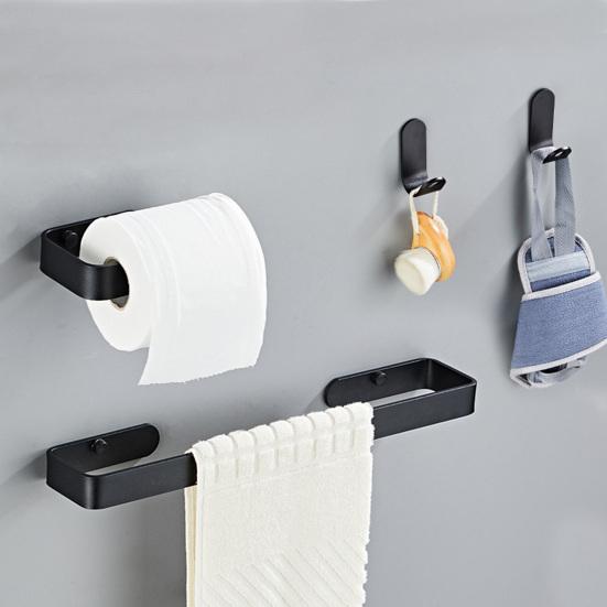 

5Pcs/Set Punch-free Towel Bar Set Waterproof Corrosion-resistant Simple Solid Color Hand Towel Holder Bathroom