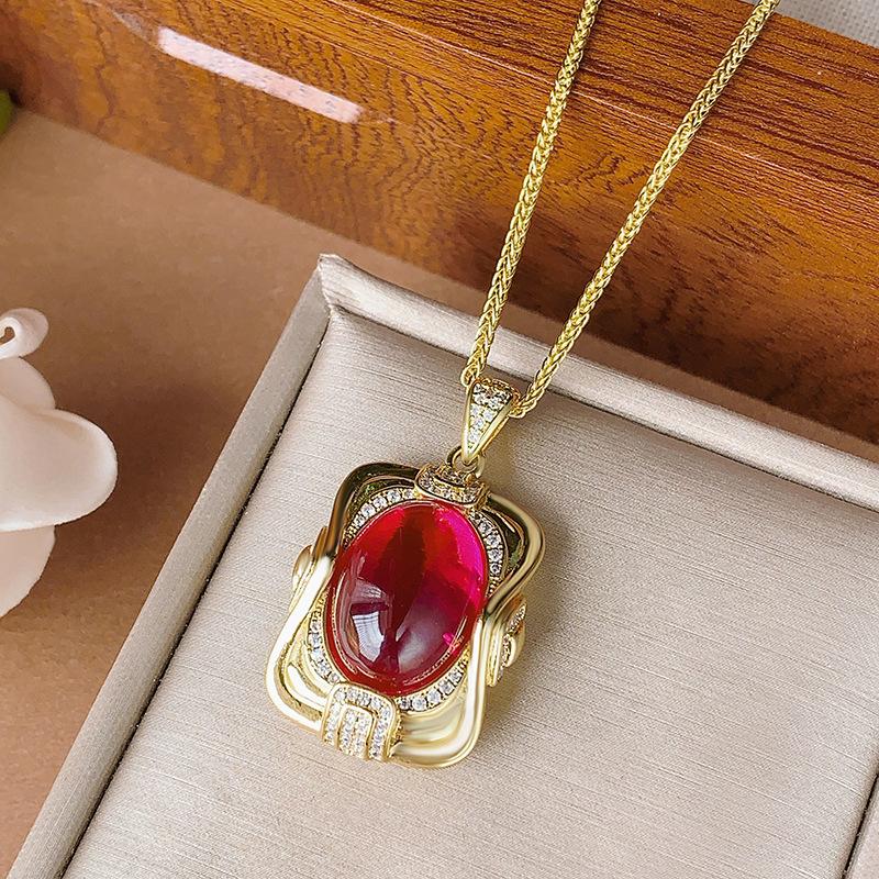 Schmuck Europäischer Simulations-Korund Grüner Chalcedon Schlichtes Vintage-Set Haupt 15 * 20