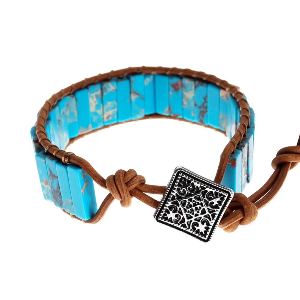 Charm Beads Braided Bracelets Hand Jewelry Bohemian Style Bangle Rainbow Stone Bracelet  Women