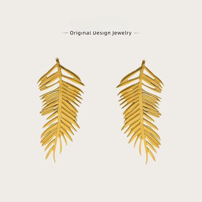 Kreative Blatt Edelstahl Hängeohrringe für Damen