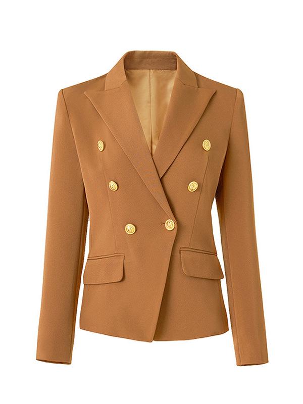 Professional Women's Double-Breasted Waist-Cinched Slimming Short Suit Jacket for Spring/Autumn 2025