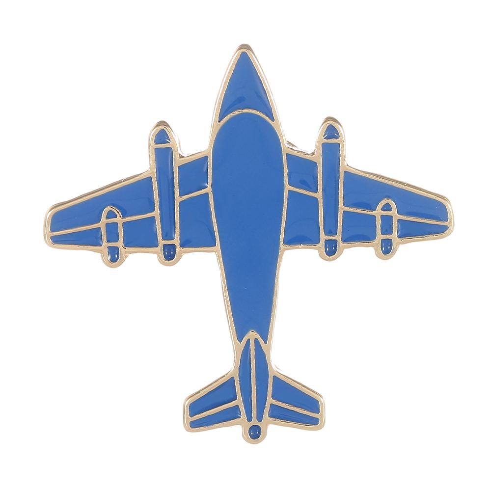 Classic The Blue Bomber Enamel Brooches Funny Airliner Passenger Plane Golden Pins For Backpack Bag Badge