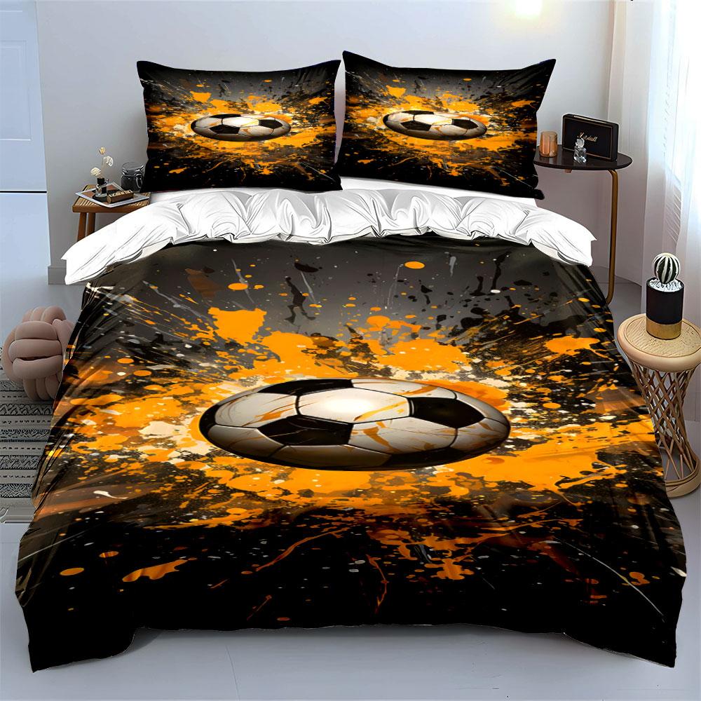 Soccer Ball with Splashes. Bedding Sets Duvet Cover Sets Duvet Covers Pillowcases(1*Duvet Cover 2*Pillowcases Without Duvet Insert)