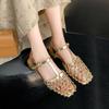 Spot French Retro Gold Hollow Mesh Silver Beautiful Bag Head Sandals Female Summer Fairy Shoes Empty Single Shoes