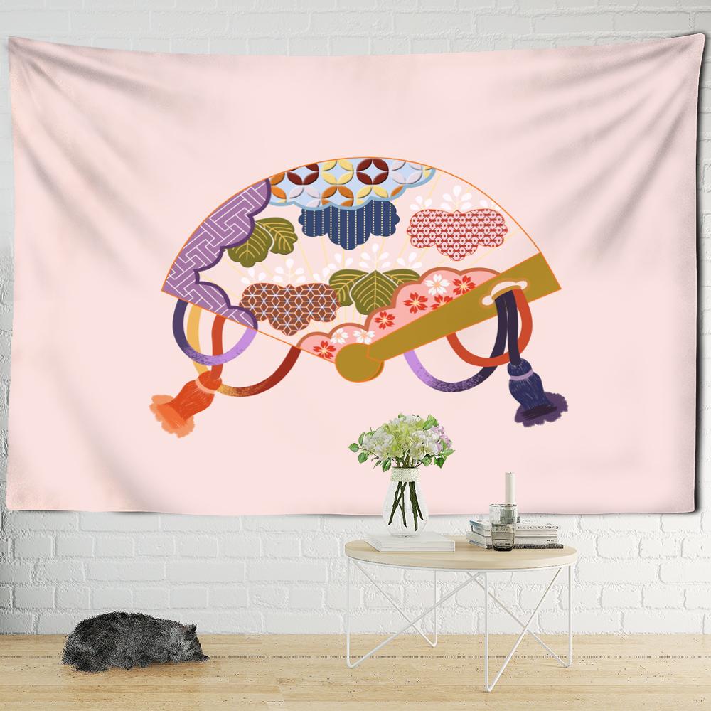 Chinesischer antiker Faltfächer Wandteppich Wandbehang Einfache Kunst Böhmische Landschaftsmalerei Ästhetik Zimmer Heimdekor