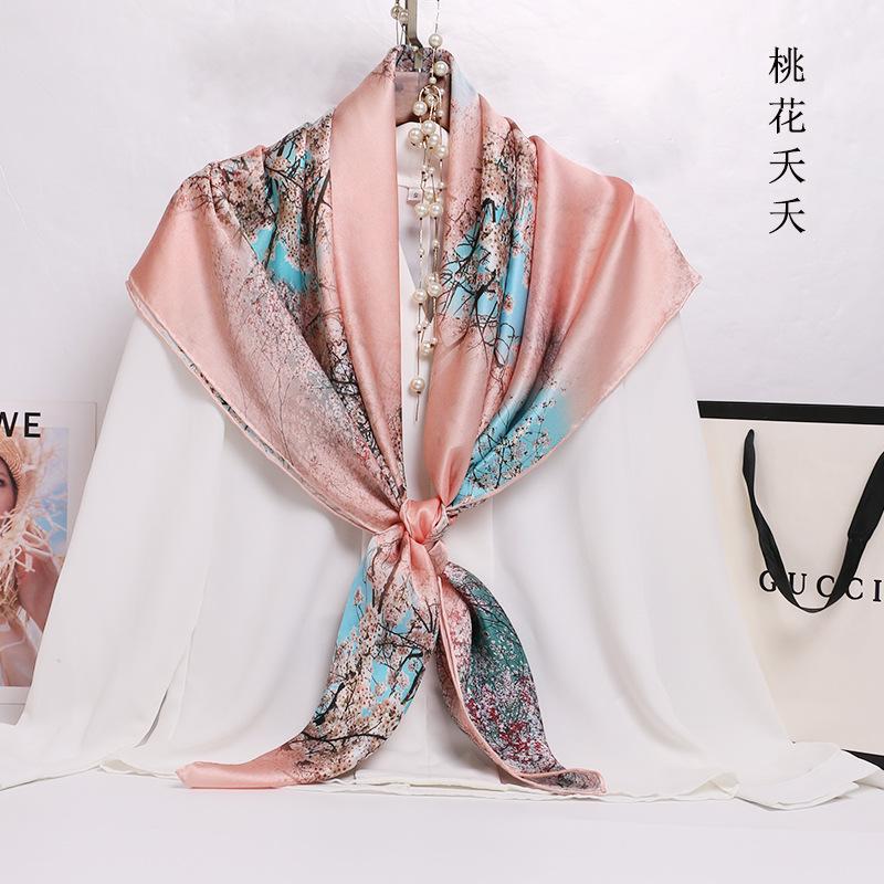 Hot Design 110*110cm 100% Silk Big Square Silk Scarves Fashion Floral Printed Shawl Sale Women Genuine Natural Silk Scarf Shawl