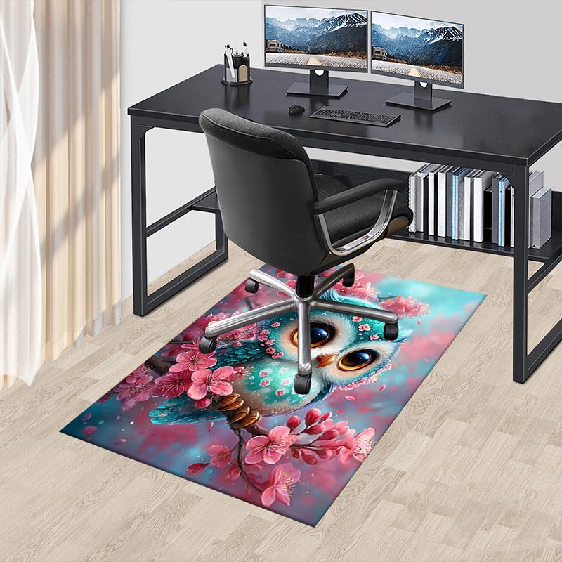 

1pc Cherry Blossom Owl Themed Rug for Home Decor, Non-slip Office Carpet, Chair mat, Outdoor Mat, Christmas and Halloween gifts-0731044 60cm by 90cm
