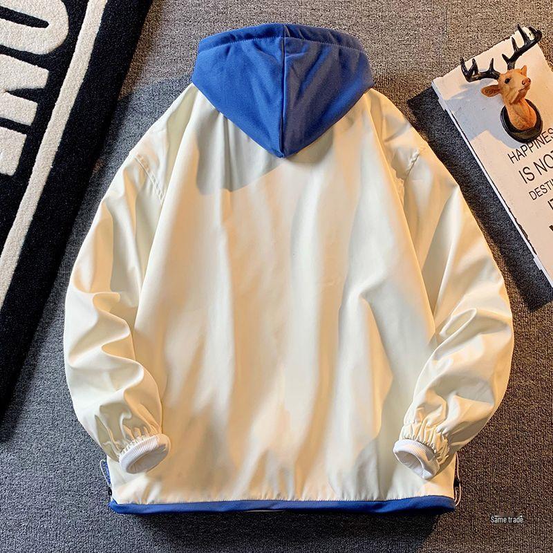Men's Casual Loose Hooded Jacket: Versatile Two-Piece Windbreaker for Spring & Autumn Trendy Baseball Style