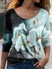 Fashion Women's Autumn Pullover Long Sleeve T-shirts 3d Printed Graphic Colorful ButterflyO Neck Oversized Casual Tee Imitation Cotton Material 2024