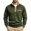 Men S Casual Loose Fleece Stand Collar Color Block Long Sleeve Sweatshirt