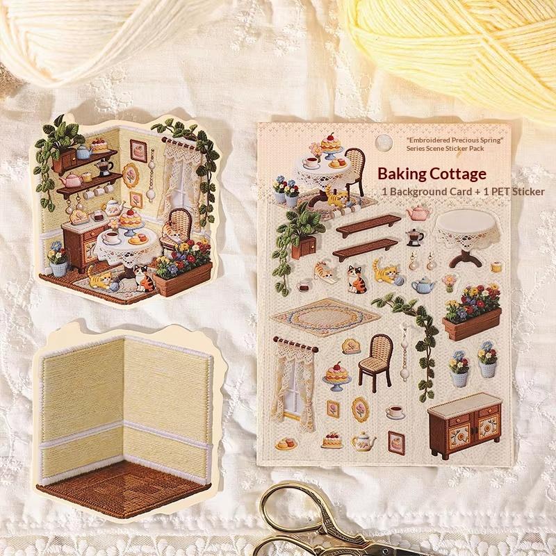 DIY Creative 3D Cartoon Landscape Stickers Spring Theme Wall Decals for Kids Bedroom Playroom Decor