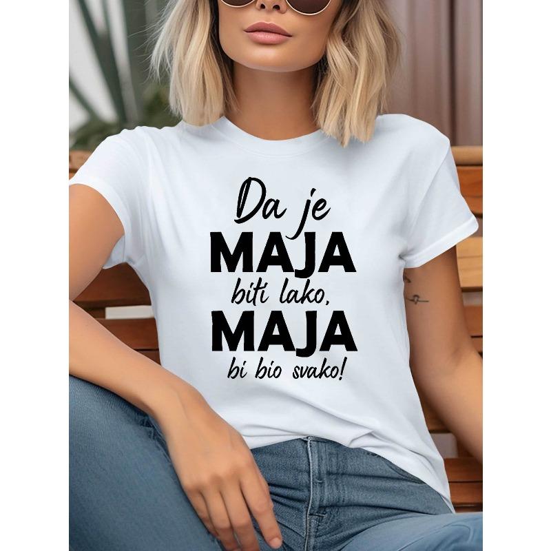 

T - Shirt Women s Spring - Summer Short - Sleeve Crew - Neck Casual T - Shirt, Daily Leisure, Holiday Gift S белый