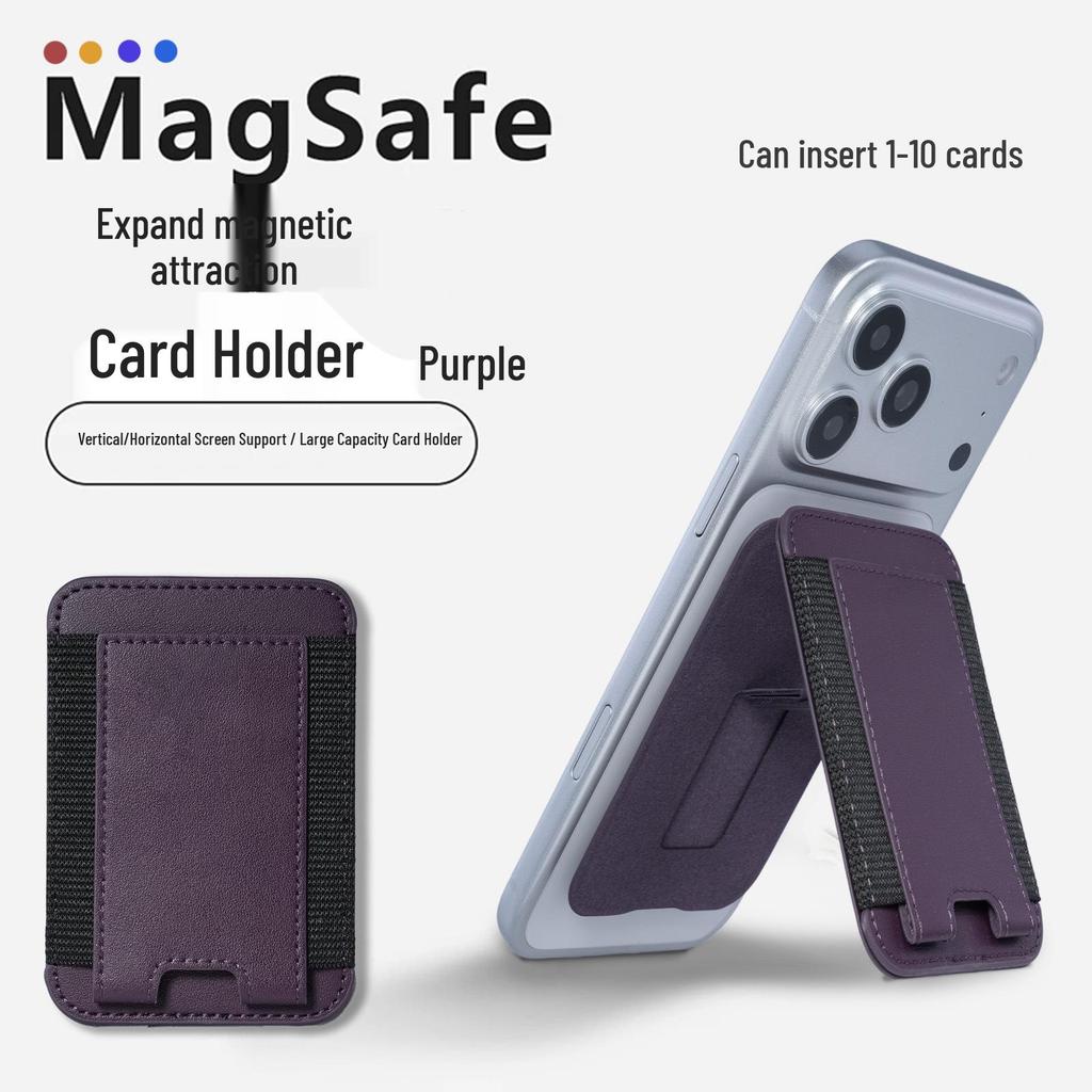 MagSafe Magnetic Card Holder Stand - Multifunctional PU Leather Universal Phone Accessory.