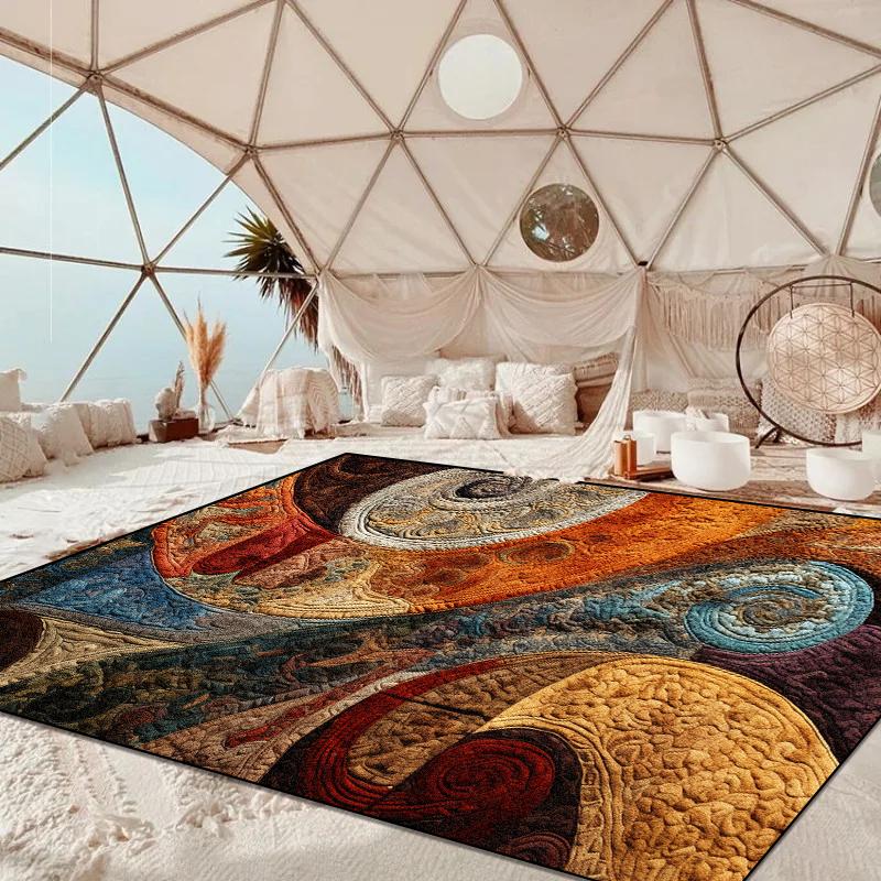 Böhmische Teppiche für Wohnzimmer Großer Flächenteppich Rutschfest Schlafzimmer Ankleidezimmer Dekoration Teppich Waschbare Sofa Couchtischmatte