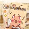 Thickened Waterproof Notebook Cartoon Capybara Line Circle Cute Diary Book Exam Preparation Resource Organizer Notebook