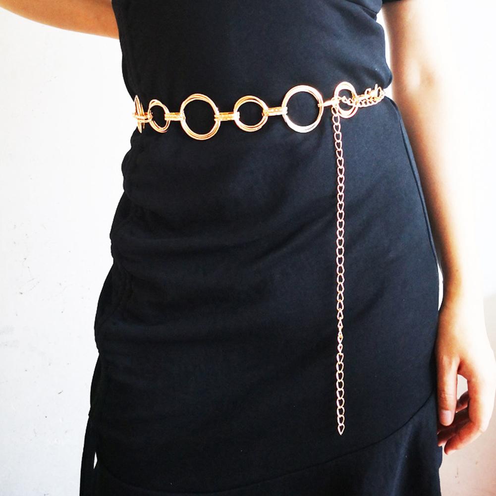 Female Retro Waist Chain Round Circle Tassel Alloy Decorative Waist Belt
