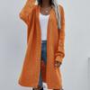 IHUASU Autumn and Winter Long Cardigan Solid Colour Women's Knitted Fashion Sweater