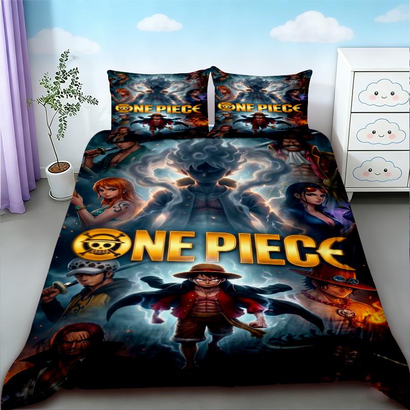 Luffy Duvet Cover Set One Piece Anime Cartoon Bedding Set Quilt Cover Comfortable For Bedroom Dormitory Teens Gifts