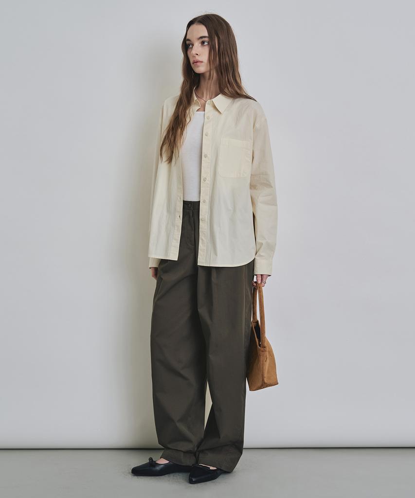 Keoseuteomeokeullagumeon Cotton-Like Semi-Balloon One-Pleat Slacks 3 Color Cowpt003