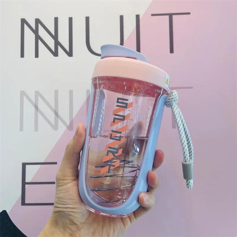 

Бутылка-шейкер для блендера объемом 600 мл с пластиковым венчиком, не содержащим бисфенола А, для пластиковых протеиновых коктейлей, герметичная, для тренировок в спортзале, спортзале розовый