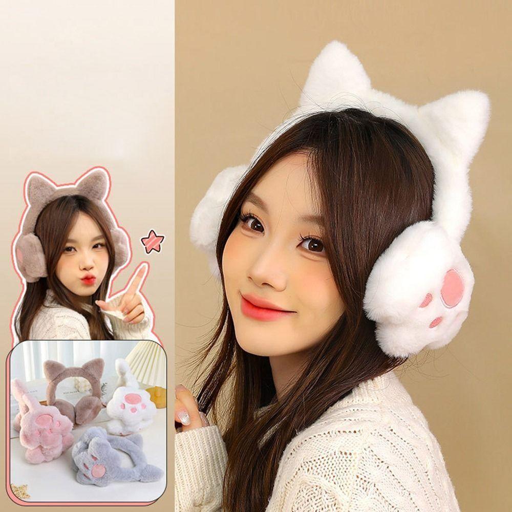 Thickened Plush Plush Ear Cover Cute Cat Claw Design Ear Protection Accessories  Versatile Use