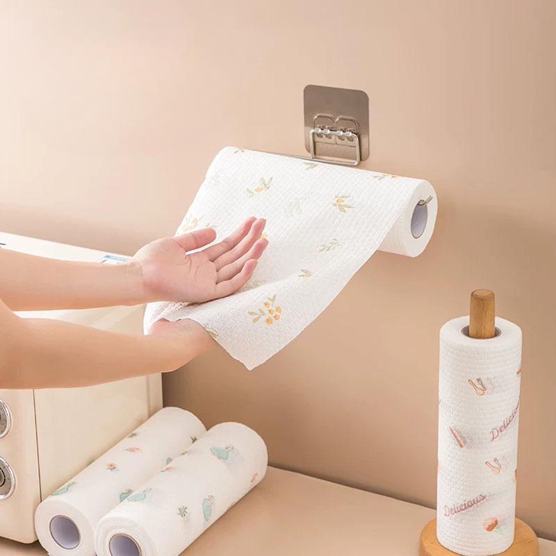 1 Roll, Kitchen Disposable Lazy Rag Thickened Washable Printing Wet and Dry Cleaning Dishwashing Non-oil Scouring Cloth