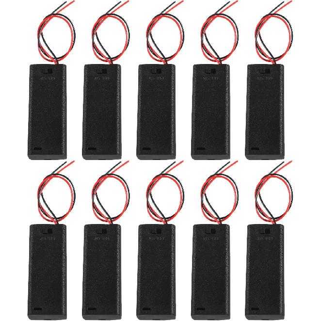 DIANN 10pcs AAA Battery Holder with Switch ON Off Case Back Cover 2X 1.5V Batteries Charger Holder Spring Clip Storage Box Cell Cable