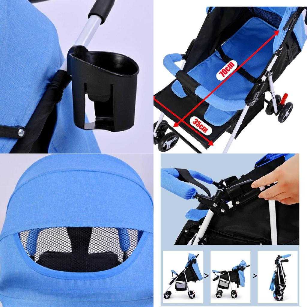 Lightweight Versatile Baby Stroller For Easy Travel Comfortable Seating And Lying Options
