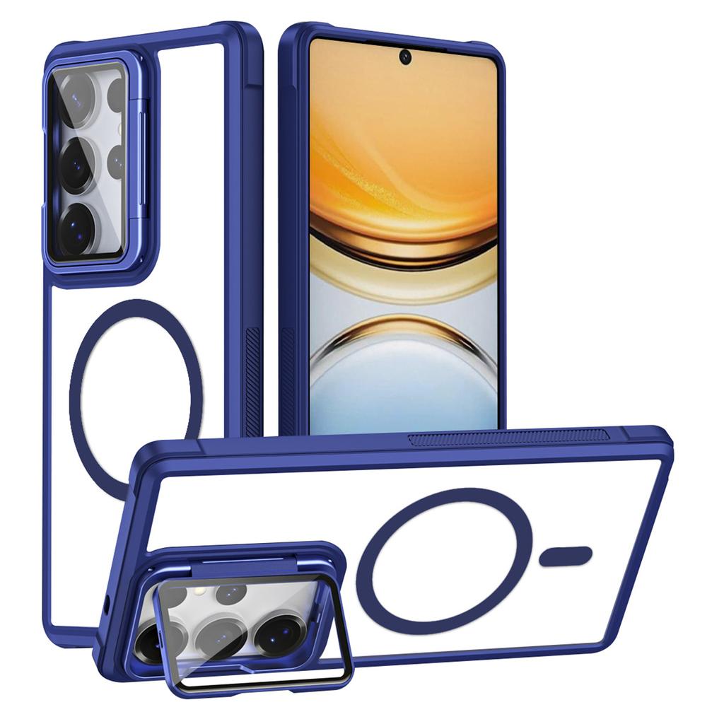 For Samsung Galaxy S26 Ultra Magnetic Case Clear Back Cover with Lens Cover Kickstand