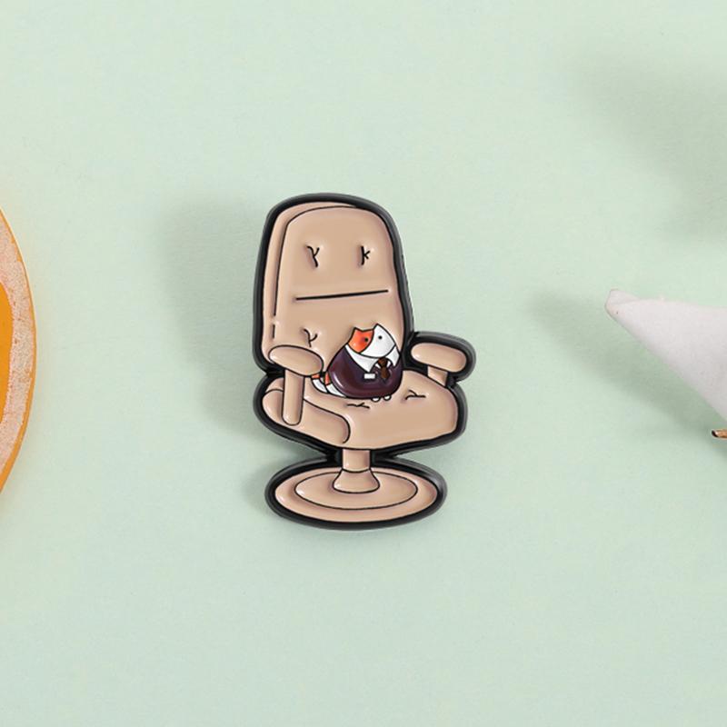 Cartoon Cat in Suit On Sofa Enamel Pin Boss Kitten Cute Animal Metal Brooch Lapel Backpack Badge Fashion Jewelry Gift for Friend