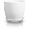 Ceramic Flowerpot with Saucer, White, 17 Cm