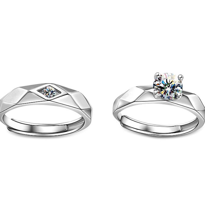 New Simple Couple Rings Silver Color Sun Moon Adjustable Open Ring For Women Men Wedding Fashion Jewelry Gifts