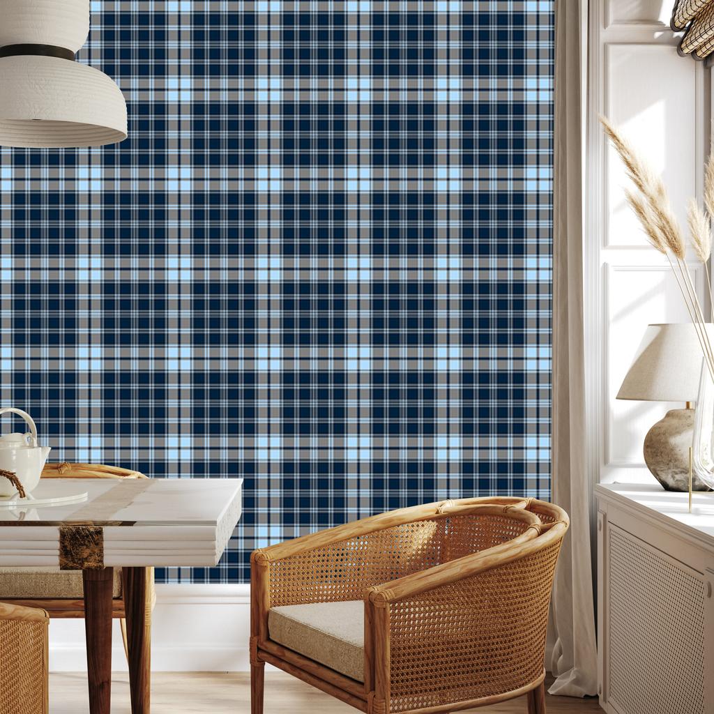 Blue Checkered Wallpaper Navy Blue and Blue for Living Room and Bedroom 50x1000