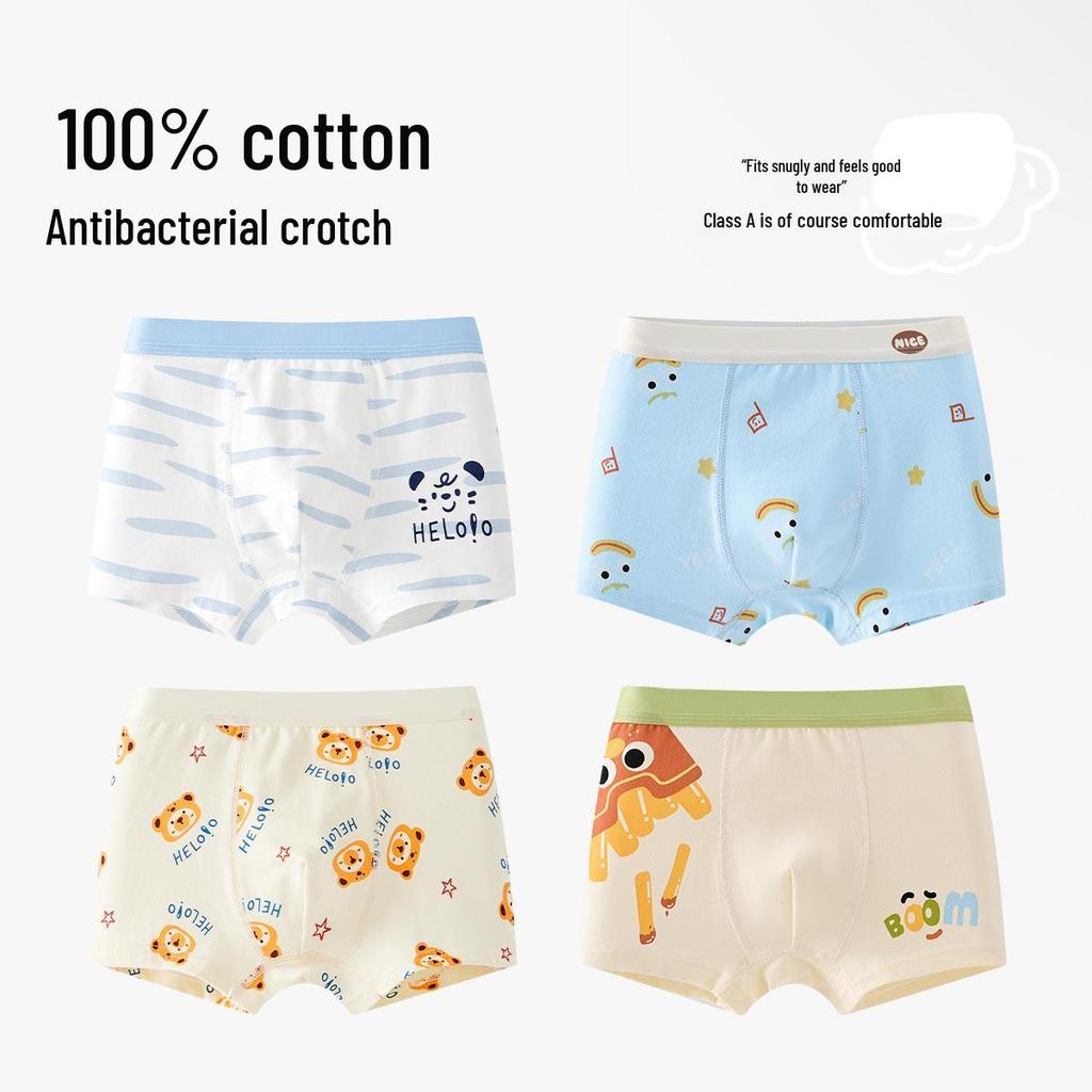 Boys' Pure Cotton Boxer Briefs, Ages 6-12, Comfortable Fit, No Pinching