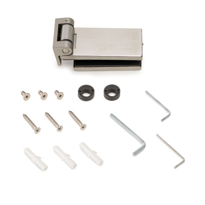 Emuca charnière pour porte en verre avec garniture en acier inoxydable, charnière horizontale avec embout de 34mm, pour porte de