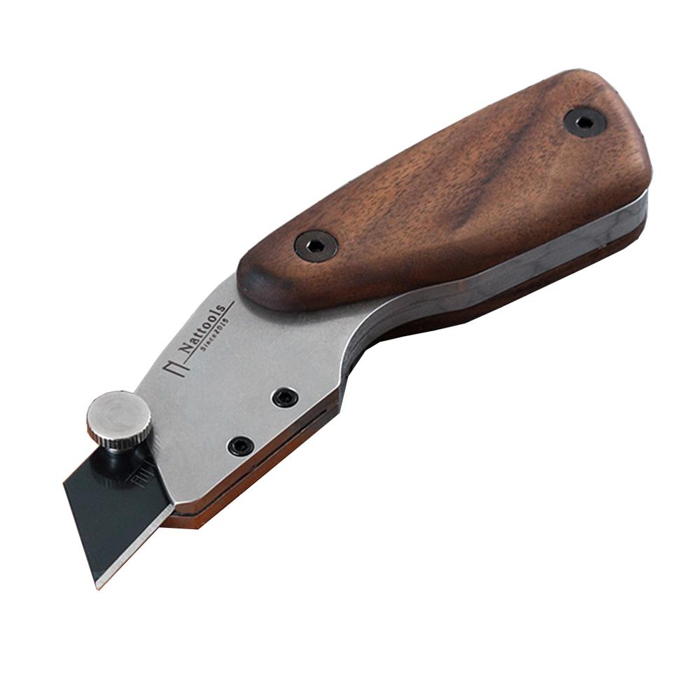 1Pcs Nat Handmade DIY Cutting Knife Sharp Blade Stainless Steel Leather Cutting Tools Walnut Handle Advanced Leather Making Tool