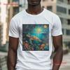 Turtles Celestial Swim ArT T Shirt Animal Painting PrinT Sun and Moon Wearable Ideas Vintage Washed Breathable