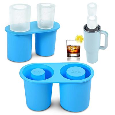 Forma na kostki lodu do Stanley Cup Silikonowa z pokrywką do robienia 2 form na kostki lodu w kształcie pustych cylindrów do chłodzenia koktajli, whisky, drinków