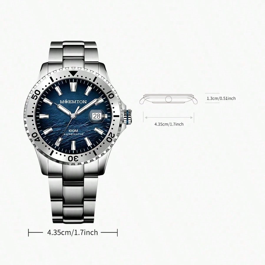 Moemton Men's Automatic Diver Watch Steel 100m M130.BSSA01