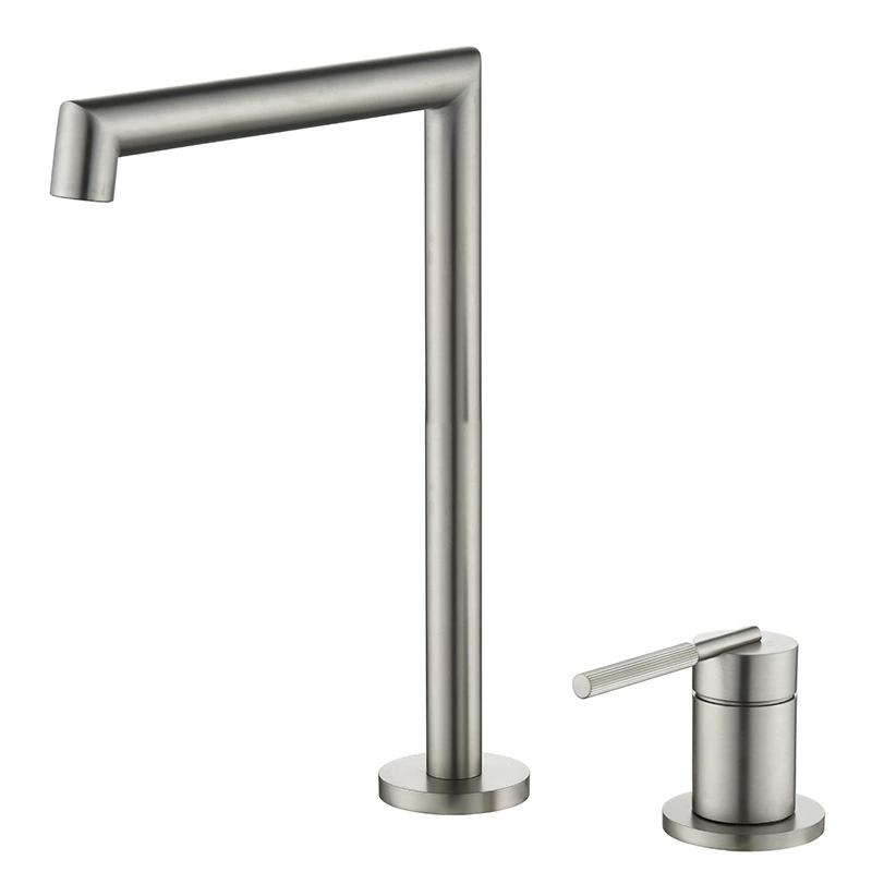 Tuqiu Brushed Gold Basin faucet Gray Bathroom Faucet two holes bathroom Sink faucet sink tap rotating widespread basin Tap