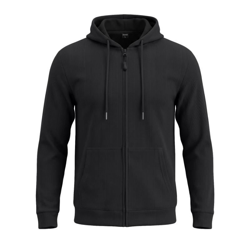 Men S Jacquard Hooded Zip Up Loose Casual Sport Sweatshirt