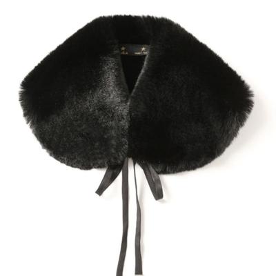 LALA Fur Ribbon Color Scarf - Black