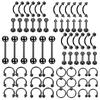 6 Stück Professionelles Piercing-Kit Edelstahl 14G 16G Bauchnabel Zunge Tragus Brustwarze Lippe Nase Ring Körperschmuck Schwarz