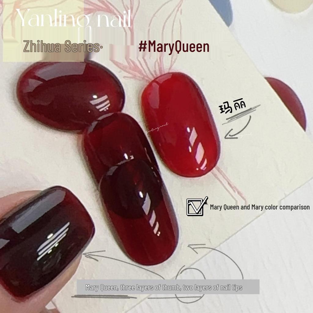 Yanling Red Series: Mary Queen Nail Art Gel - Blood, Wine, and Big Red Shades.