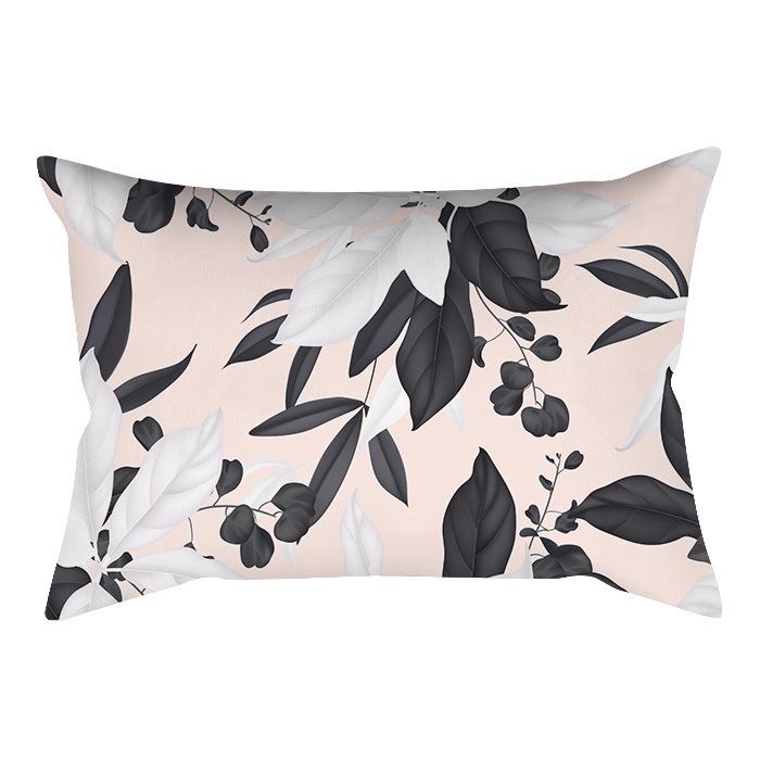 Home Flower and Green Plant Rectangular Waist Pillowcase, Peach Skin Velvet Digital Printed Throw Pillow, Office Waist Cushion Cover